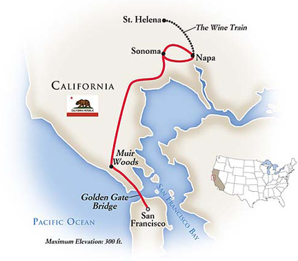 California USA Wine Tour Map