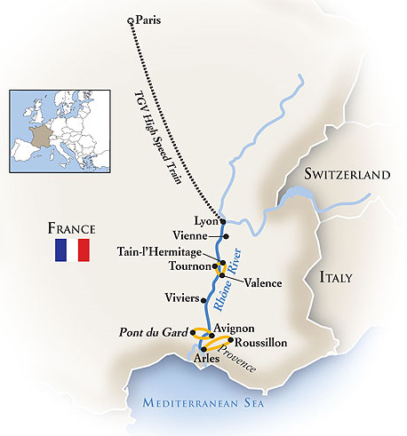 France Rhone River Tour Map