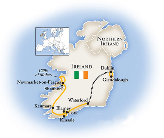 Ireland 7 Day Tour Map
