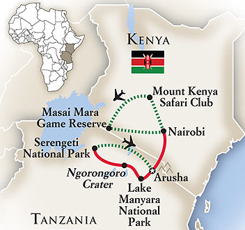 Kenya Tanzania Safari Tour Map