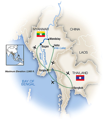 Myanmar Tour Map