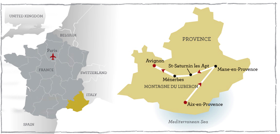 France Provence Adventure Biking Tour Map