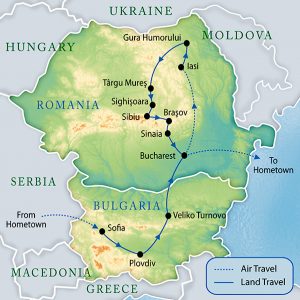 Romania Bulgaria Tour Map