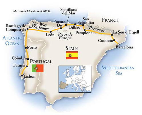 Spain Northern Adventure Tour Map