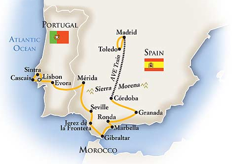 Spain and Portugal Tour Map