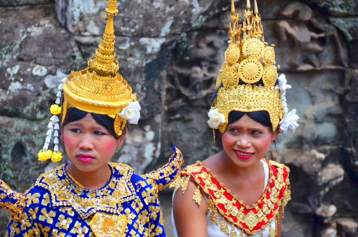 Angkor Wat Costumed Girls Cambodia