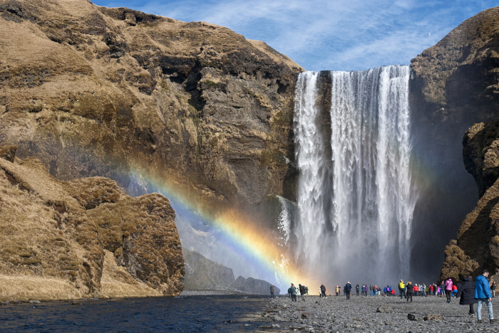 Iceland waterfall with rainbow