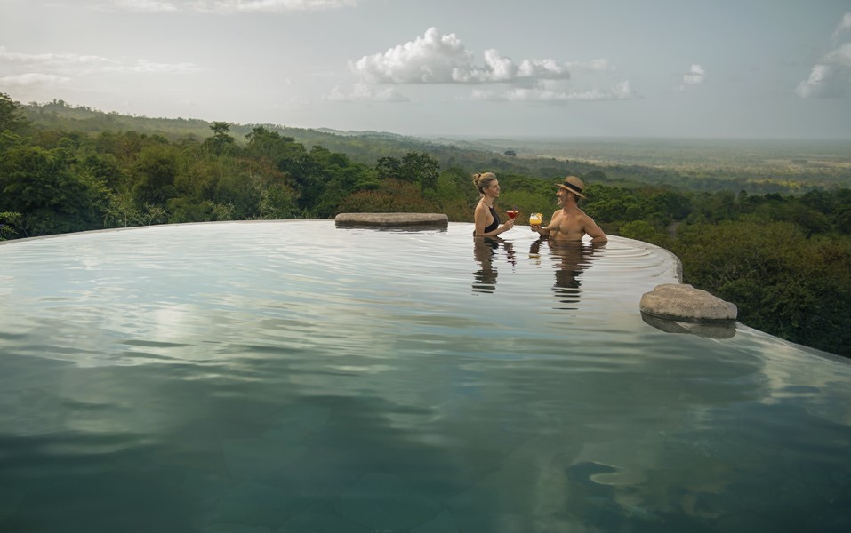 Costa Rica getaway couple in pool