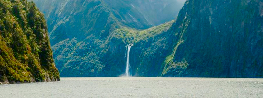 Multigenerational New Zealand waterfall