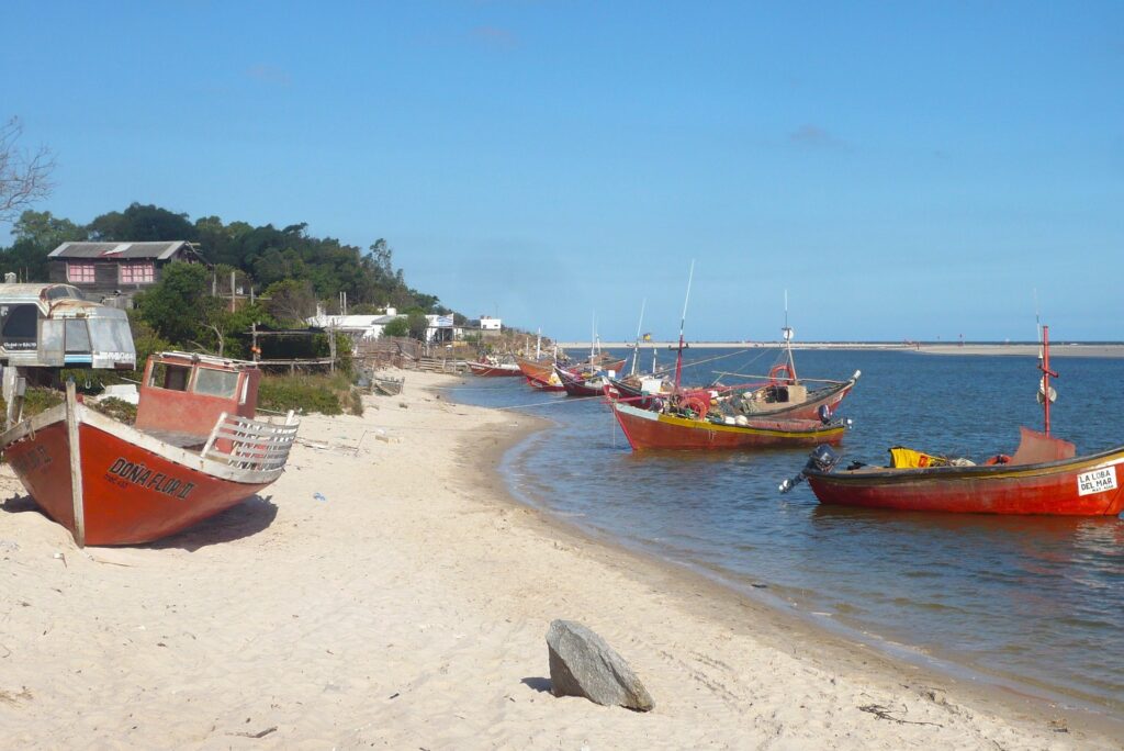 Uruguay boats on beach